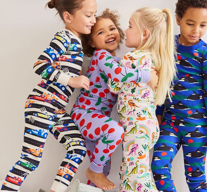 Four kids in long john-style PJs
