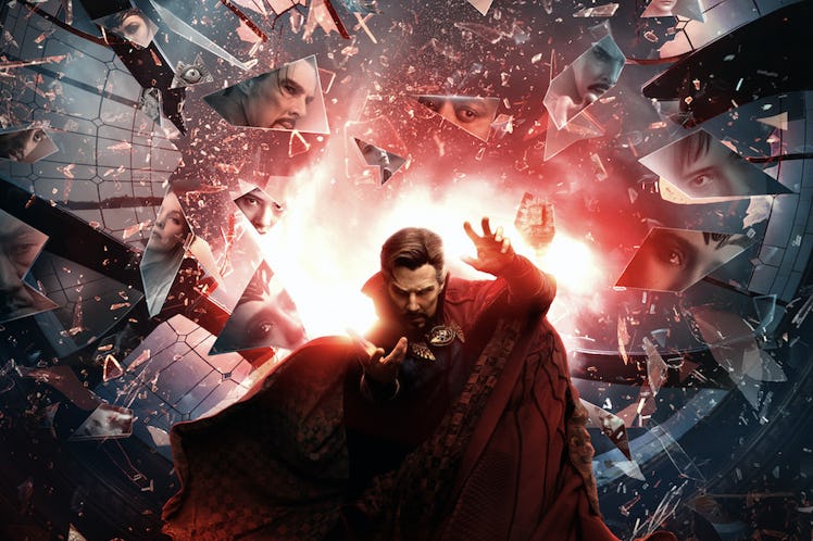 Marvel's Doctor Strange 2 Multiverse of Madness promotional poster art with Steven Strange surrounde...