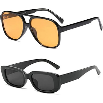 Freckles Mark Squared Retro Sunglasses (2 Pack)