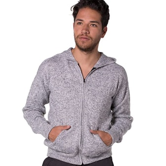 For a casual look, you might like this alpaca hoodie sweater. 
