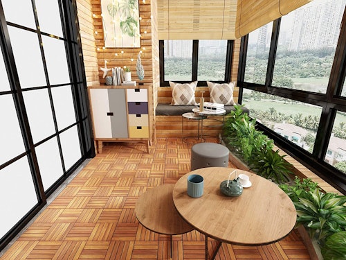 Interbuild Acacia Hardwood Interlocking Patio Deck Tiles