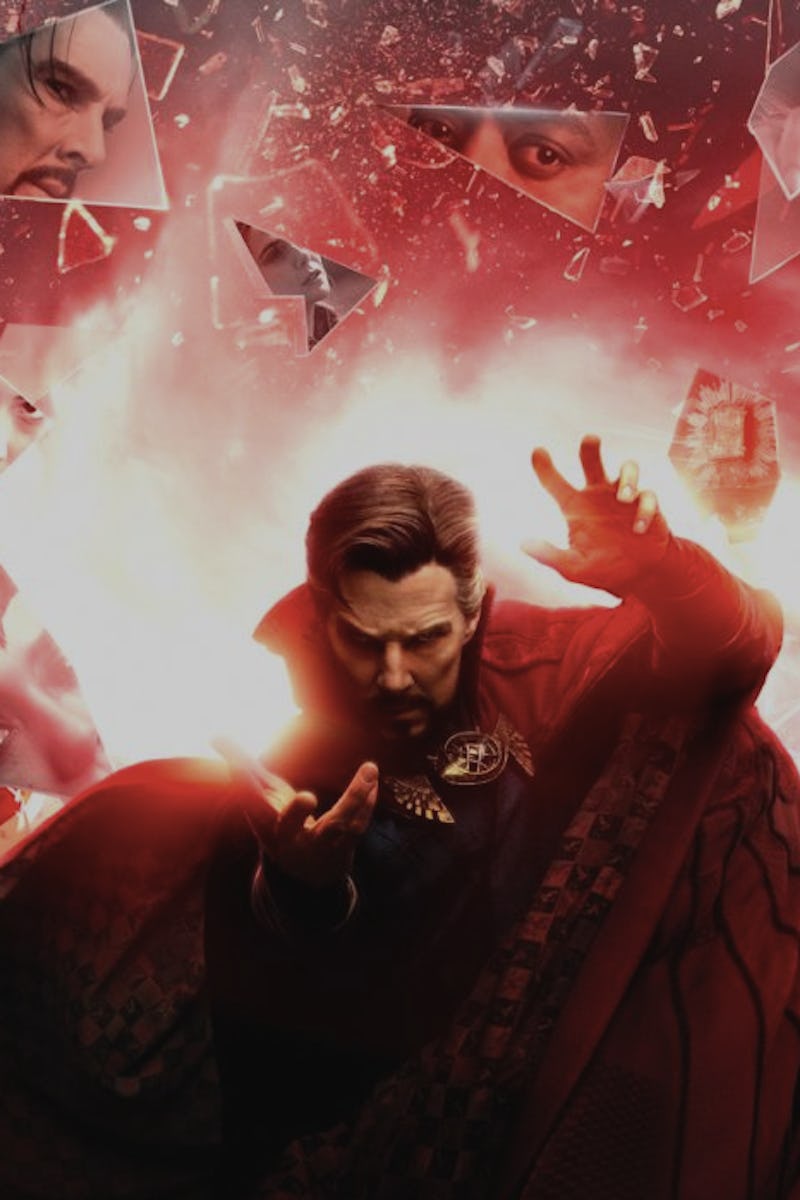 Doctor Strange moving in front of shattered pieces of glass in Doctor Strange 2