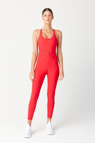 red workout catsuit