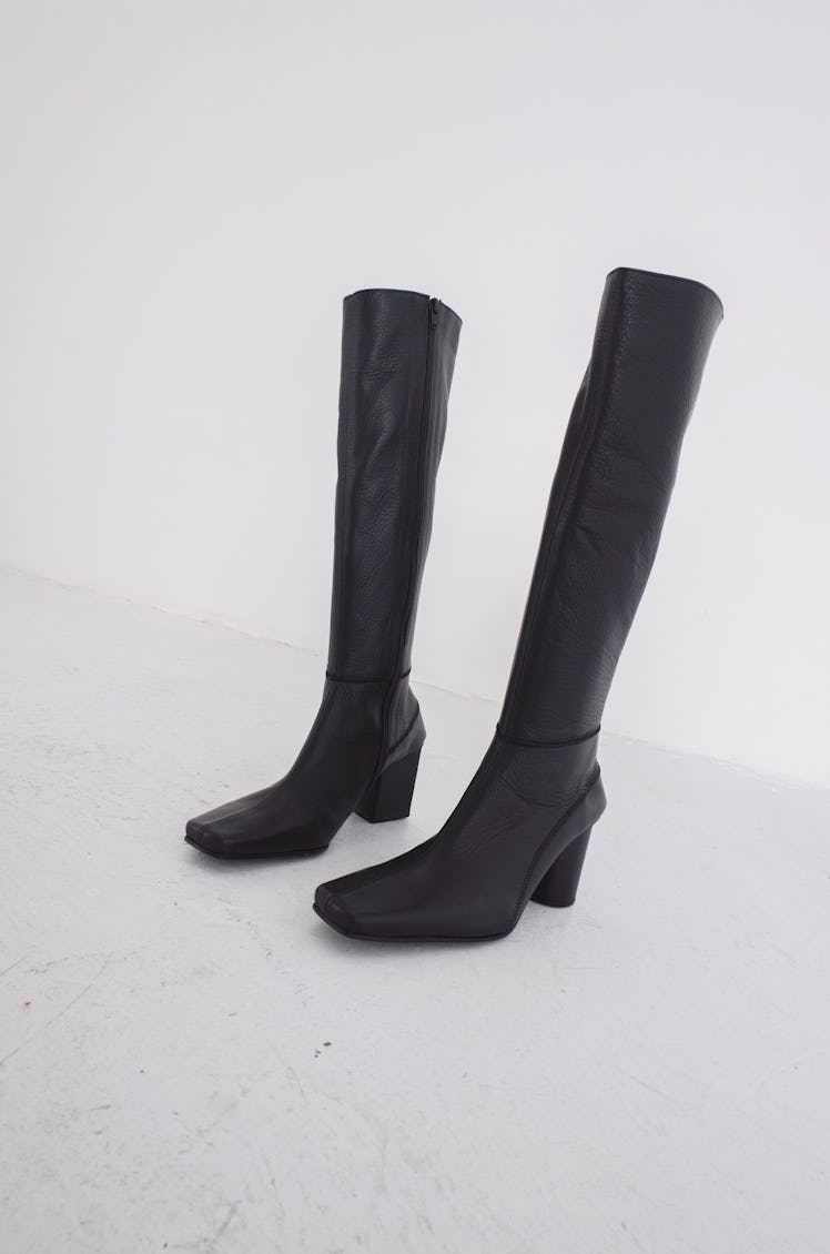 DUBIÉ black square-toe boots.