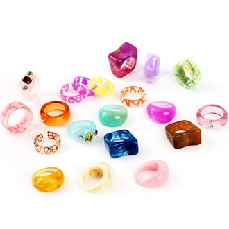 AIDSOTOU Colorful Acrylic Rings (Set of 20)