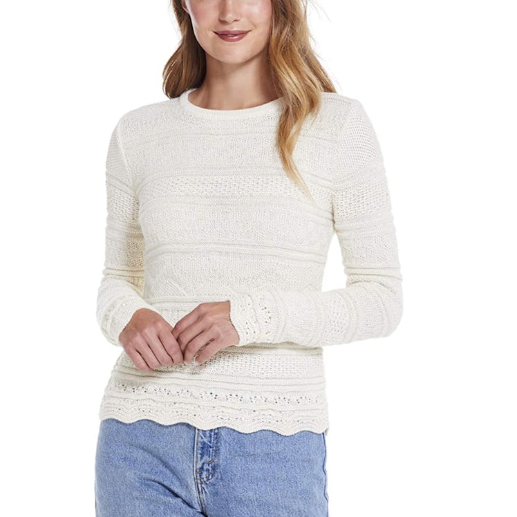 This delicate alpaca sweater is great on its own or for layering. 