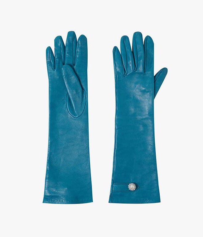 Erdem Blue Jewel Gloves Leather