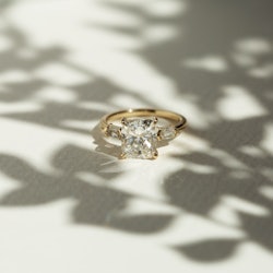a custom radiant cut diamond engagement ring by Grace Lee