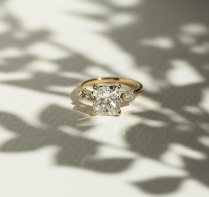 a custom radiant cut diamond engagement ring by Grace Lee