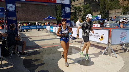 Jessica Morgan Reaching The Finish Line Of The Great Wall Of China Marathon