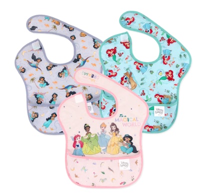 This bib set from Bumkin features Disney Princesses including Ariel and Jasmine.