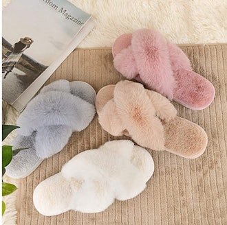 Parlovable Fluffy Cross Band Slippers