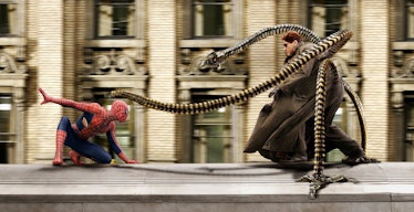 Spider-Man facing Doc Ock on the train in 2004's Spider-Man 2