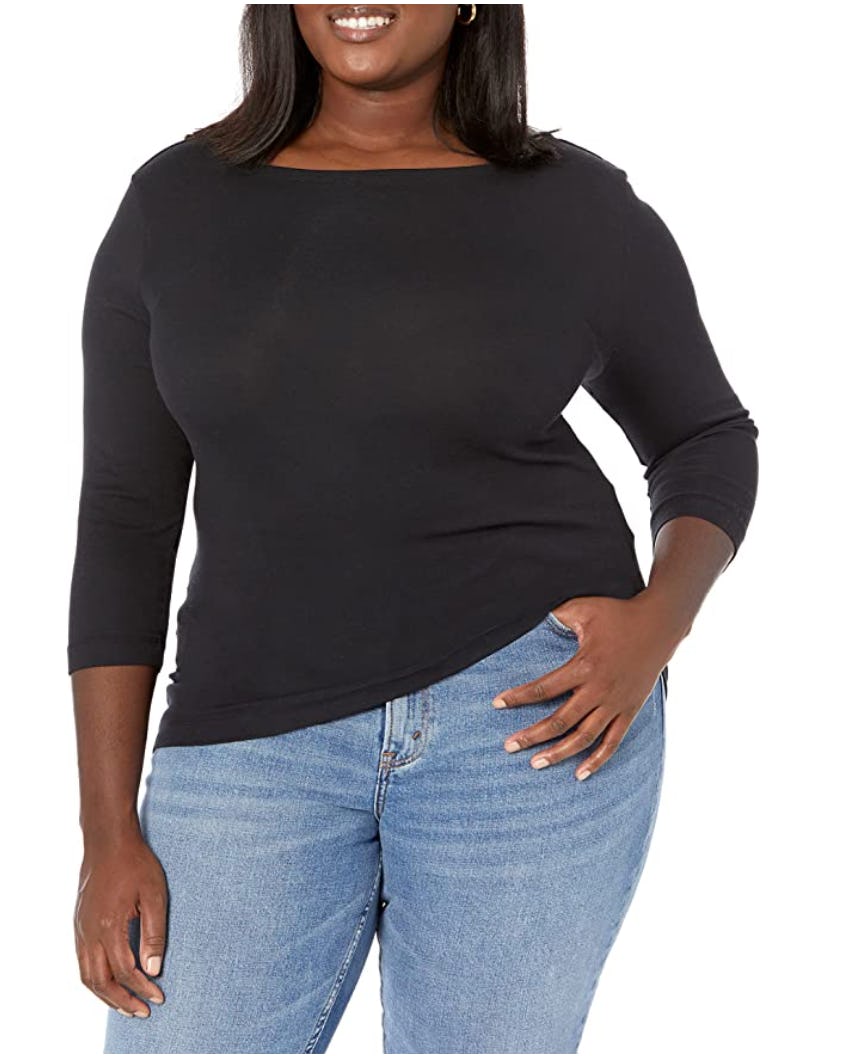 Amazon Essentials Slim-Fit 3/4 Sleeve Boatneck T-Shirt