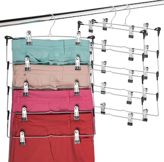ZOBER 5 Tier Metal Skirt Hanger with Clips (3 pack)
