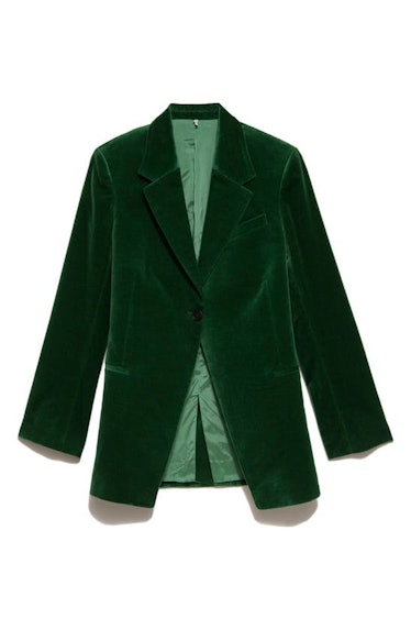 FRAME green velvet blazer.
