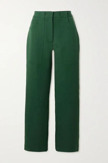Victoria Beckham green pants.