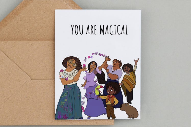This card is part of the Valentine's Day cards inspired by 'Encanto' on Etsy.