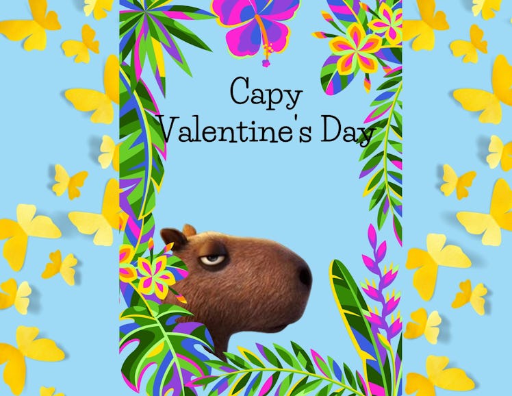 This capybara card is part of the Valentine's Day cards inspired by 'Encanto' on Etsy. 