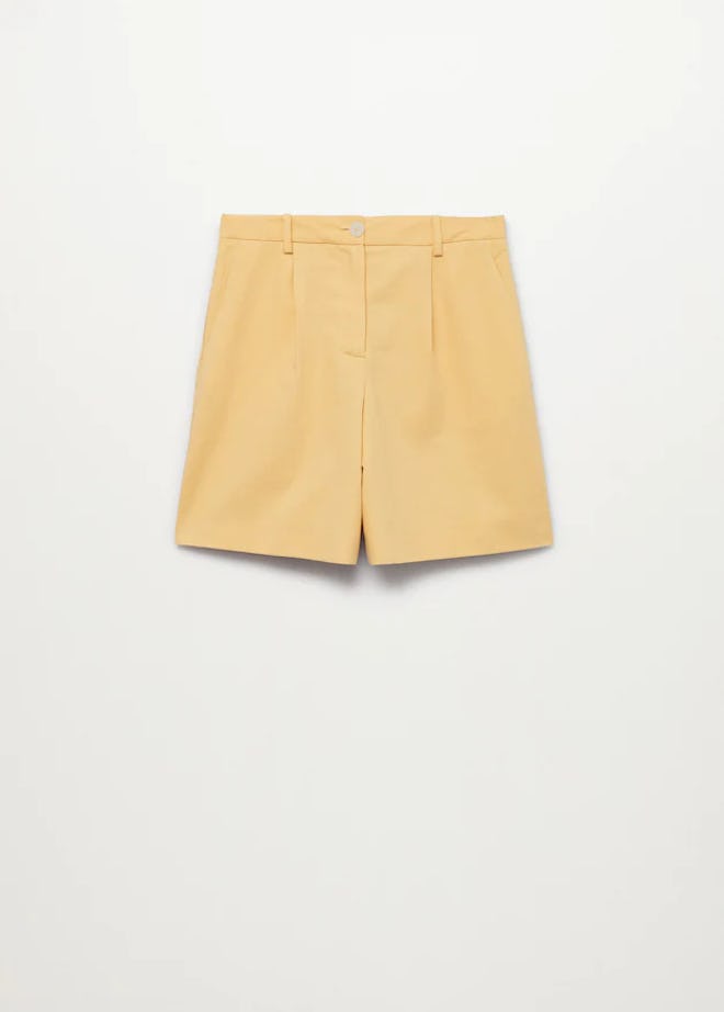 Linen-blend Bermuda Plated Shorts
