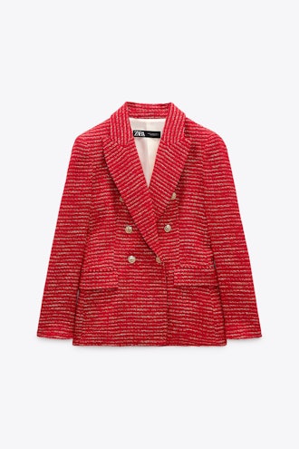 Zara red textured blazer.