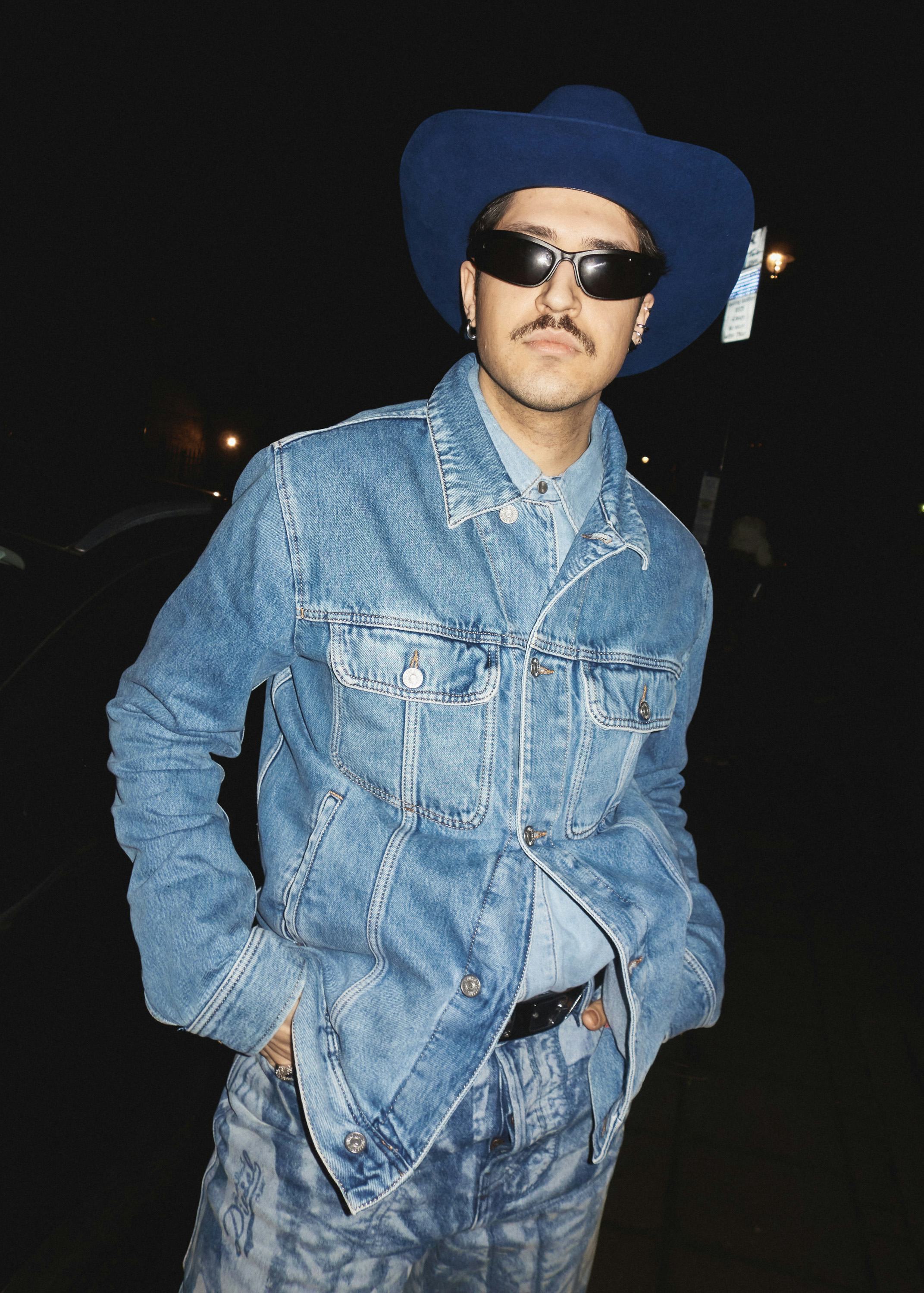 A person wearing all denim at London Fashion Week