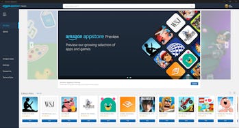 The Amazon Appstore homepage for Windows 11