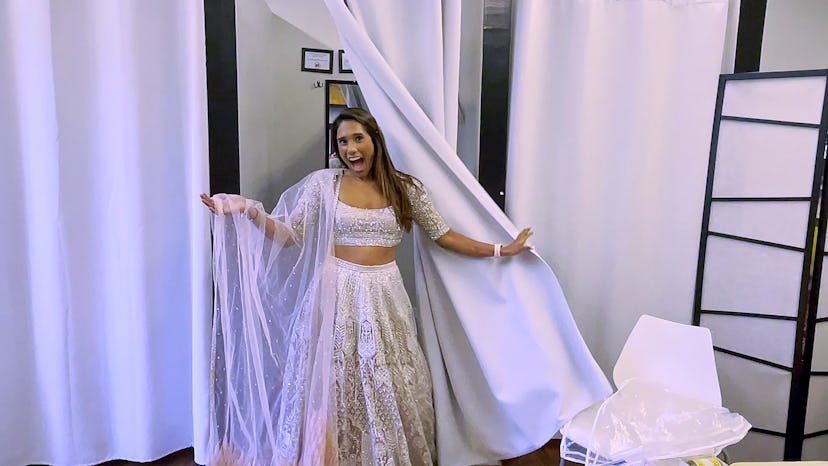 Deepti trying on her wedding dress in 'Love is Blind' Season 2