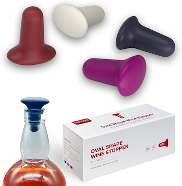 Hyvigo Oval Silicone Wine Stoppers (4-Pack)