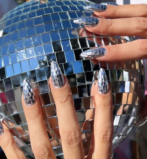 Natalie Minerva's disco ball French manicure is the 1970s-inspired nail art you need.
