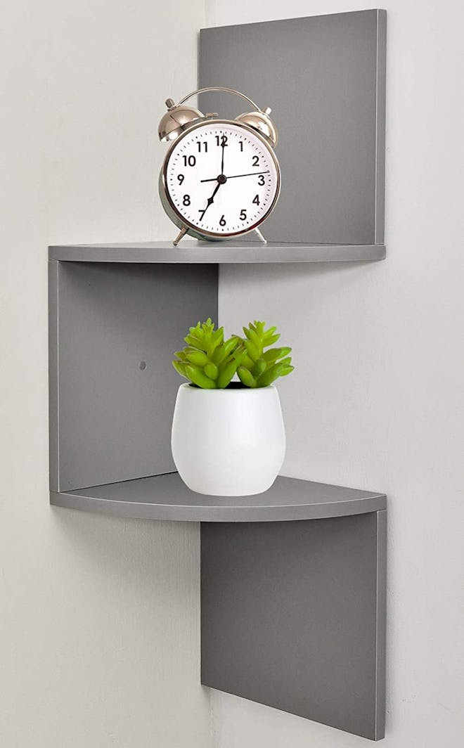 Greenco Zigzag 2 Tier Corner Floating Shelves