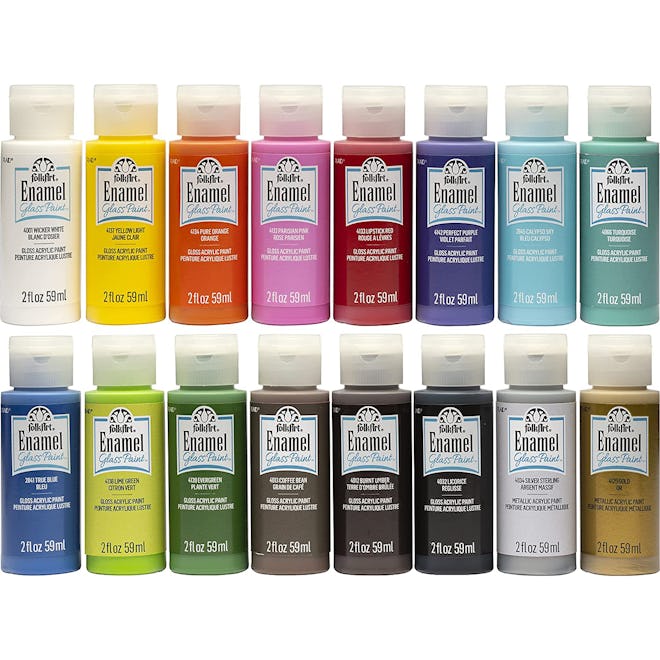 FolkArt Acrylic Enamel Glass Paints (Set Of 16)