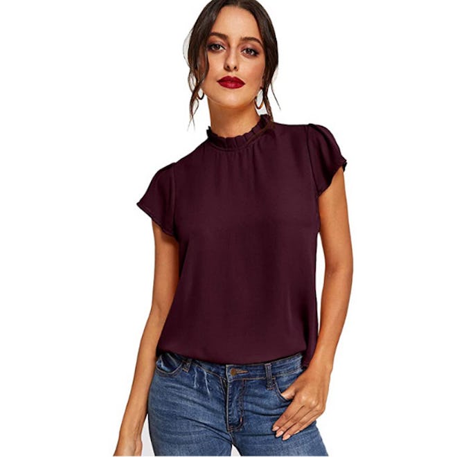 Romwe Mock Neck Blouse