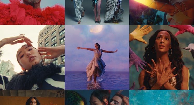 A collage of stills by Peter Pascucci featuring individuals as well as groups of people