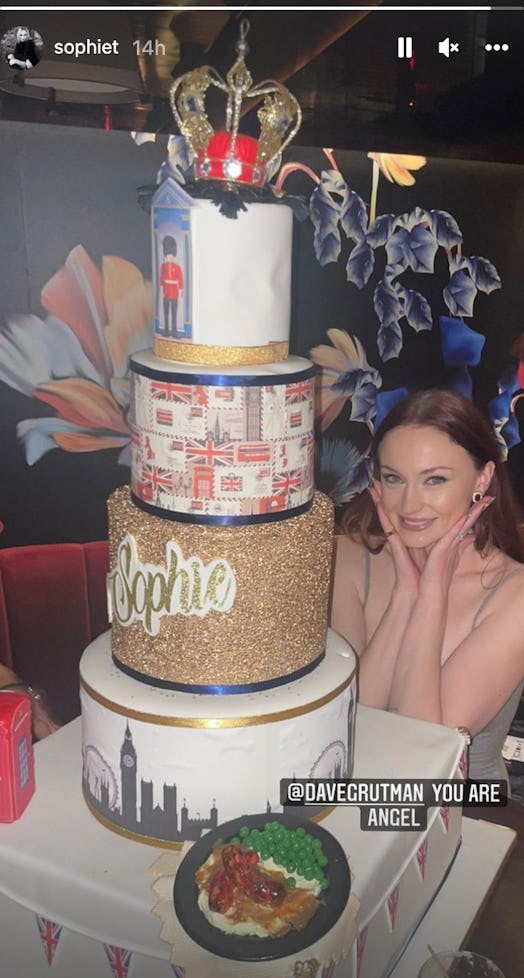 Sophie Turner posted on her Instagram Story a photo of her posing with a birthday cake.