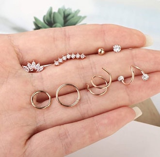 Jstyle Body Piercing Jewelry Set (8 Pairs)