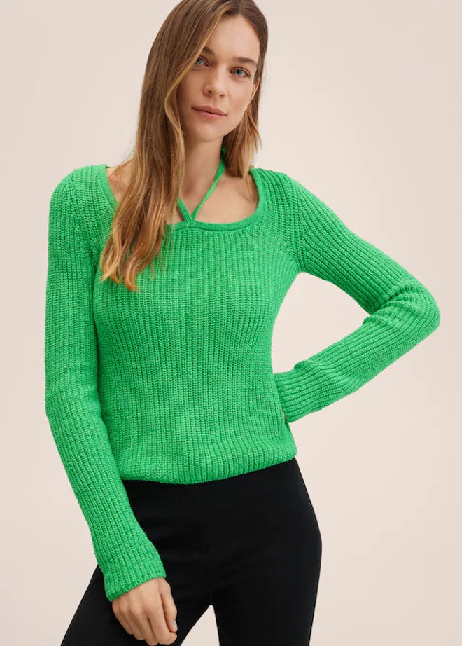 Mango Bow Collar Sweater