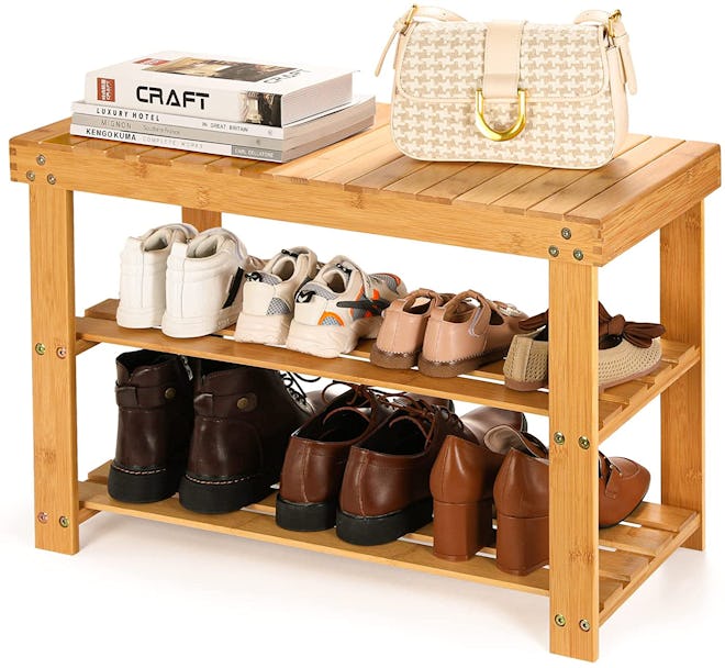 Pipishell Bamboo Shoe Rack Bench