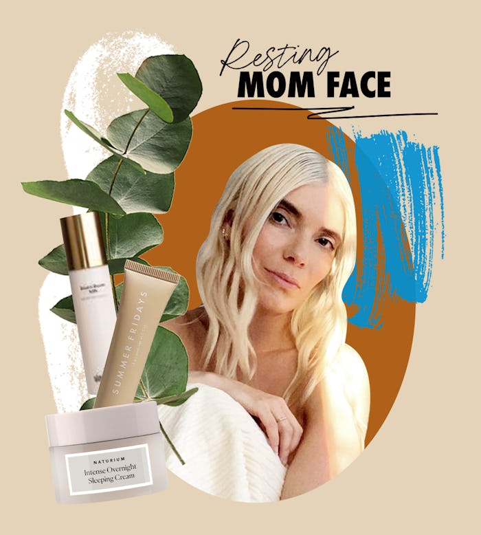 A collage with Carly Cardelino and some of the products for bouncy, dewy skin in the morning