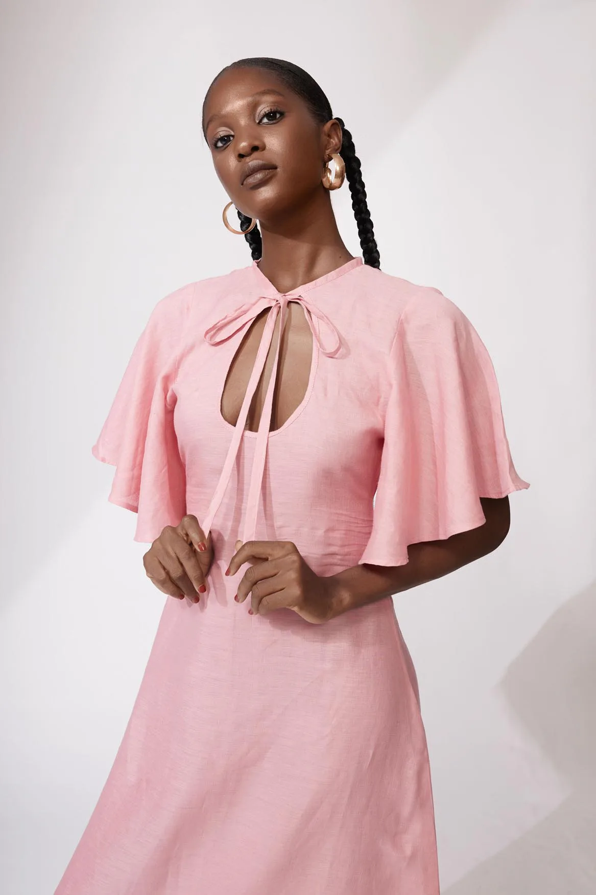 spring wedding guest dress with sleeves A-Line Long Sleeves Lotus Leaf Midi Lace Wedding Guest Dress
