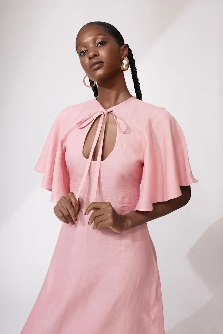 spring wedding guest dress with sleeves A-Line Long Sleeves Lotus Leaf Midi Lace Wedding Guest Dress