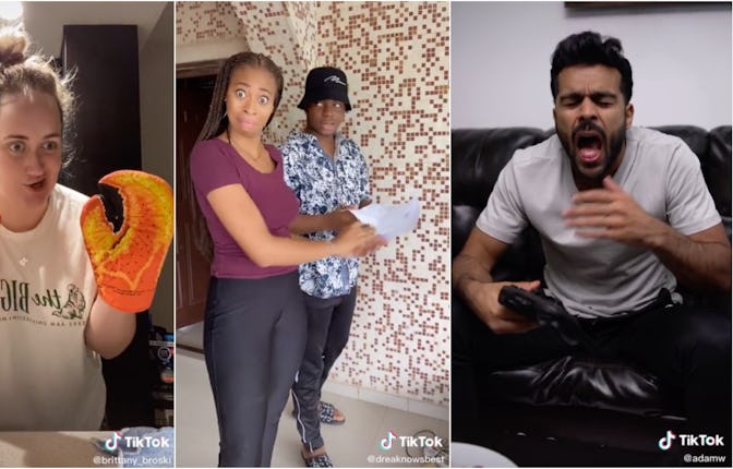 Brittany Broski, Drea German, Adam Waheed doing tiktok sketches.