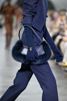 A model walks the runway at the Fendi fashion show during the Milan Fashion Week Fall/Winter 2022/20...