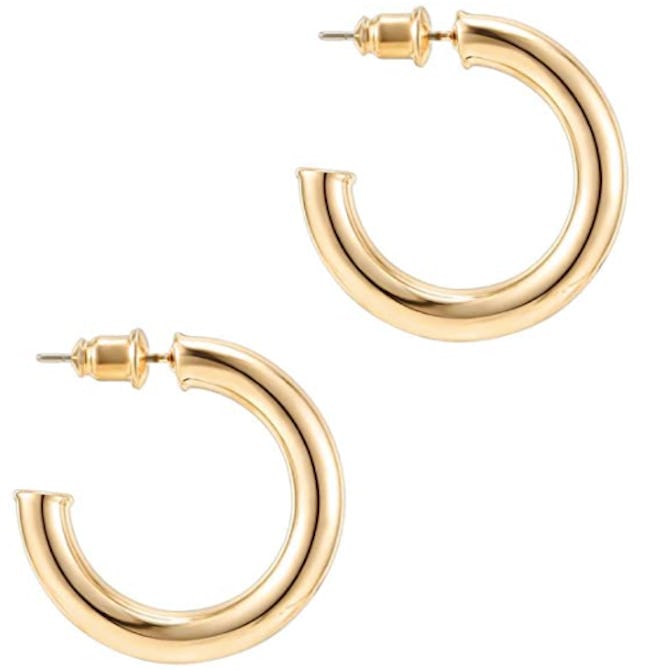 PAVOI 14K Gold Colored Chunky Hoops 