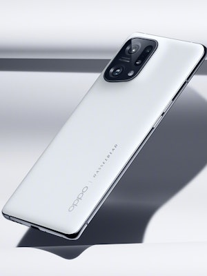 The Oppo Find X5 in white.