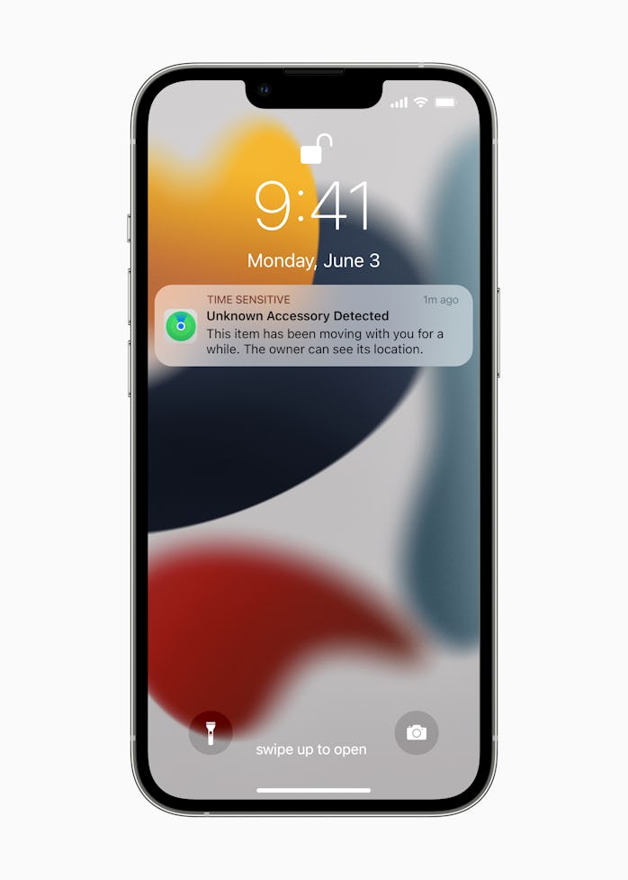 Apple's alert that an unknown accessory has been traveling with you.