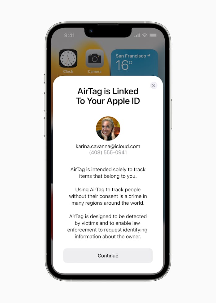 Apple implement feature to warn against using AirTag for stalking