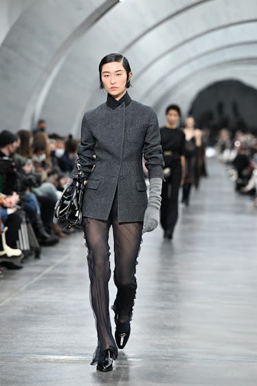 A model walks the runway at the Fendi fashion show during the Milan Fashion Week Fall/Winter 2022/20...
