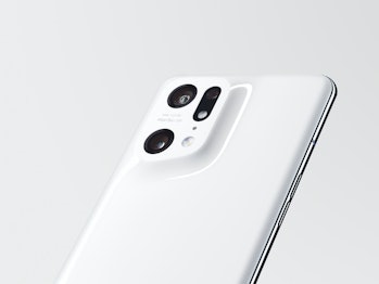 The Oppo Find X5 Pro in black and white facing down.