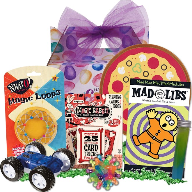 This prefilled Easter basket includes classic kids toys.
